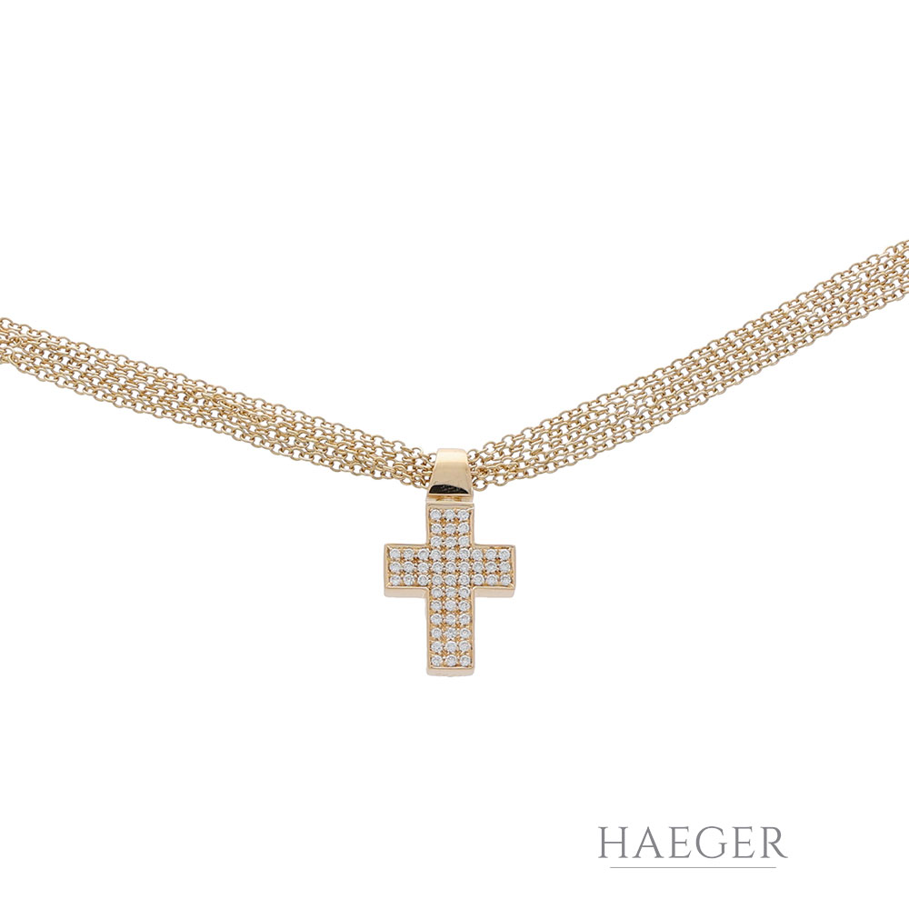 Wempe Kette mit Kreuzanhänger Gelbgold 18K mit 1ct Diamanten und Zert.