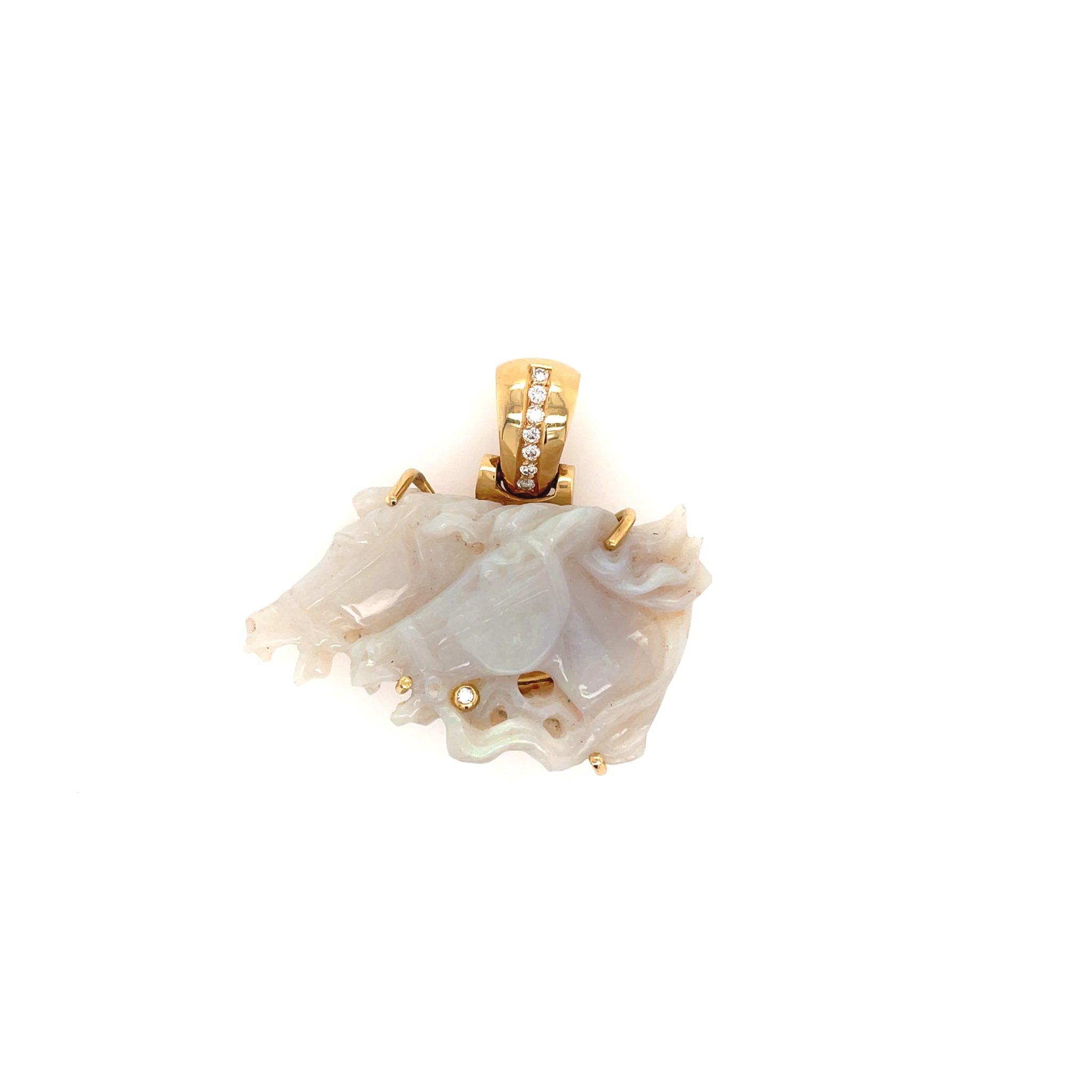 Opal „Pferde“ Anhänger ca. 0,20 ct Brillanten Gelbgold 750/ 18K