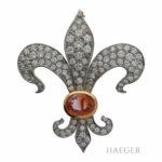 Brosche Weißgold 750 / 18K mit Saphir und 2,4ct Diamanten Vorschau