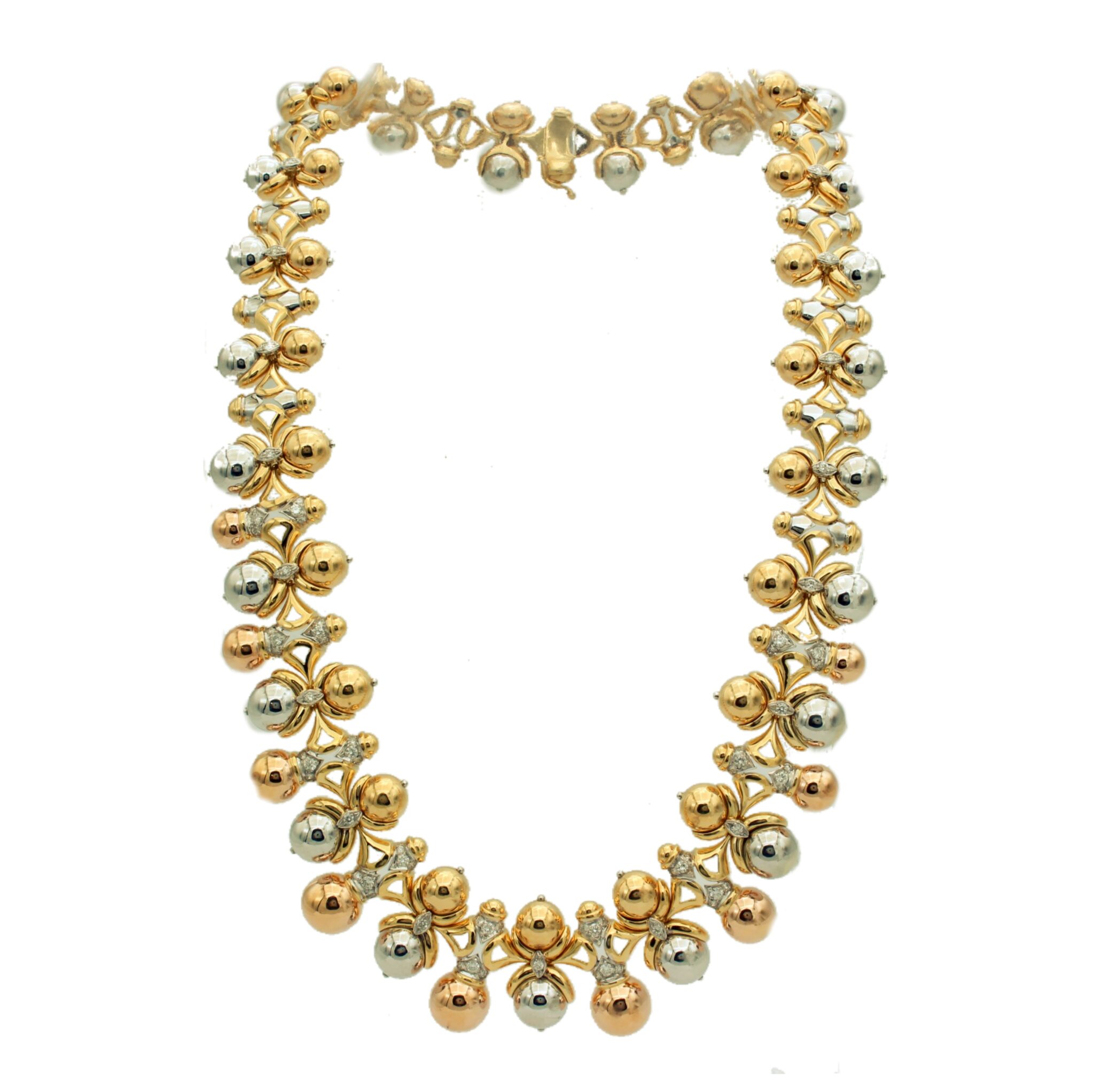 Tricolor Diamant Collier 750/18K 45cm