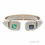 Armreif 17cm Gelbgold 750 / 18K mit Diamanten Smaragd Saphir Vorschau