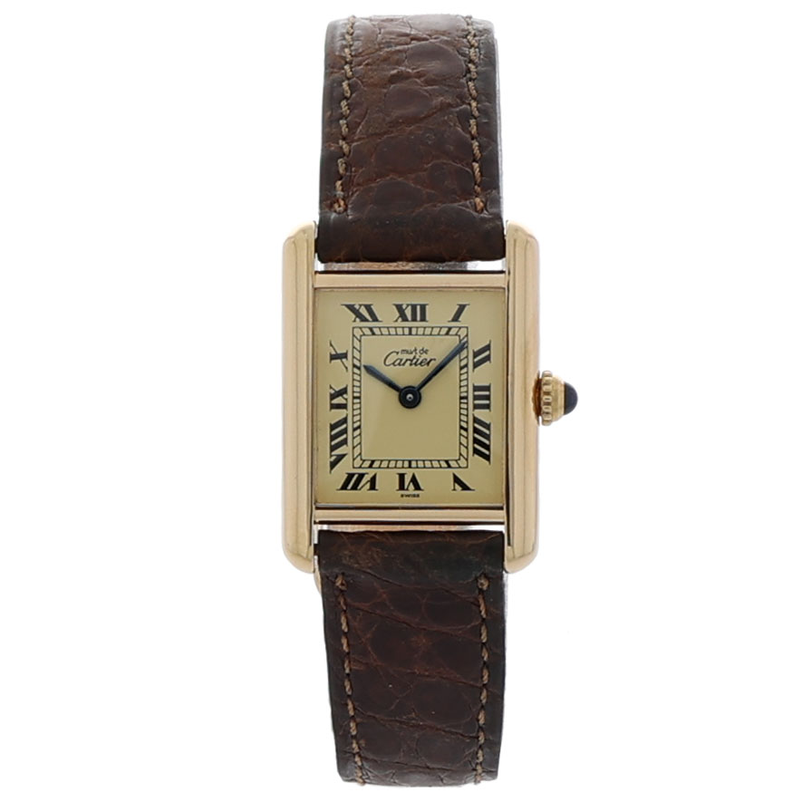 Cartier Tank Vermeil Ref. 1613 Argent 925 Ivory coulor dial Full Set 1996