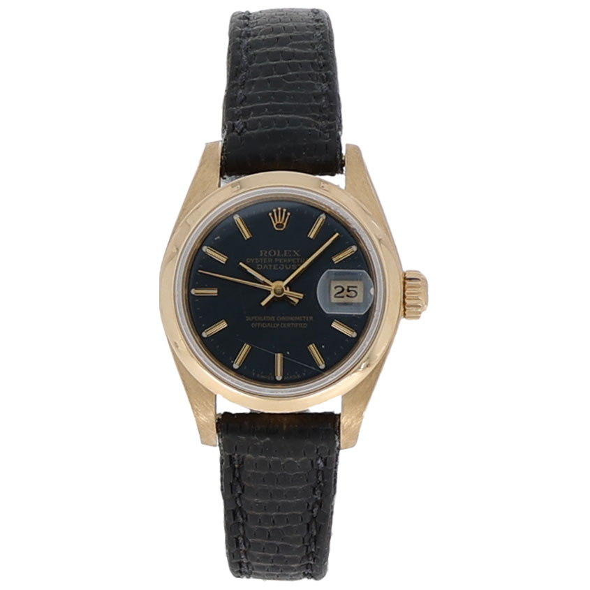Rolex Lady-Datejust 26 Ref. 69168 Gold 18K blue dial +Papers 1994 LC100
