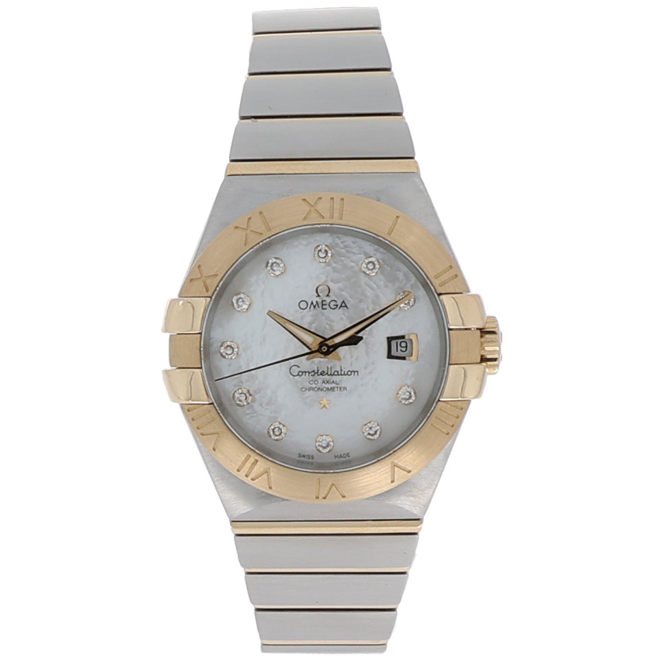 Omega Constellation Ladies Co-axial Ref. 123.20.31.20.05.002 Stahl/Gold MOP Dia.+Papiere