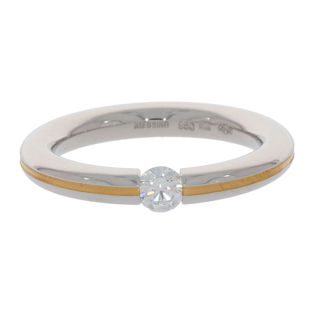 Niessing Spannring Gr.56 Platin 950 mit 0,26ct Diamant - Bild 2