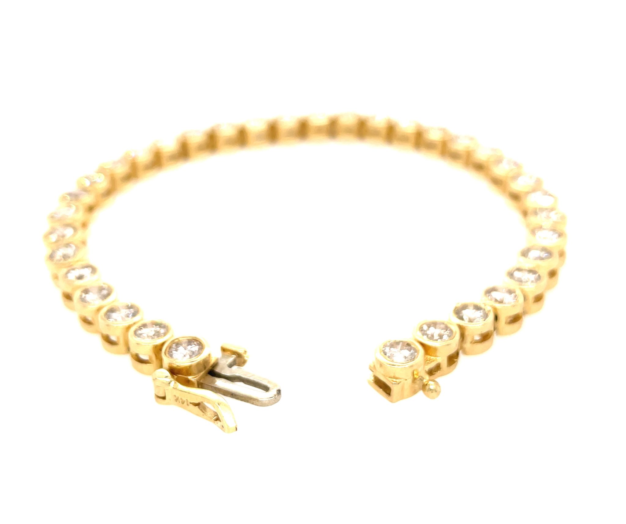 Tennisarmband 17,5cm ca.6,30ct Brillanten Armband Gelbgold 585/14K - Bild 3