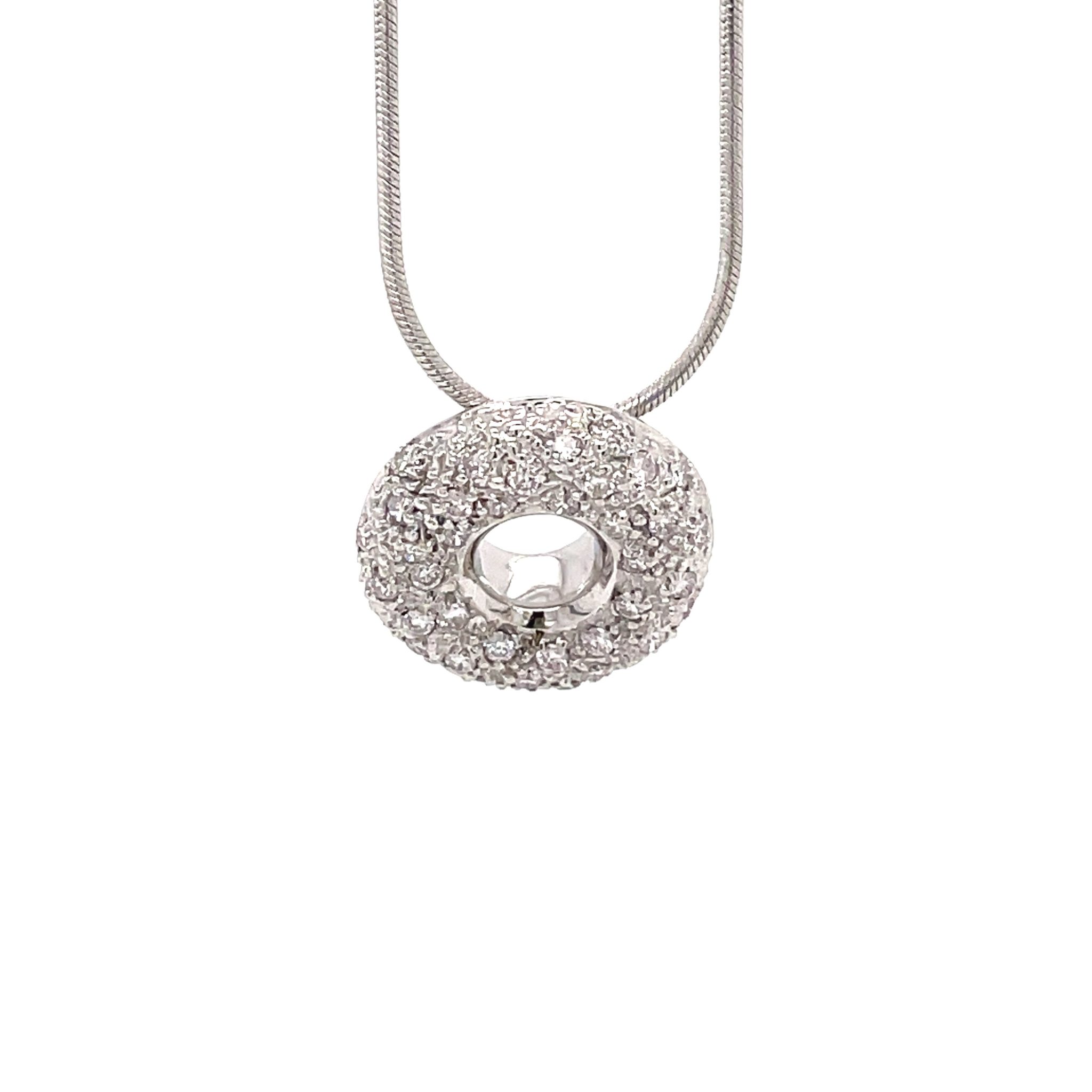 Donut Halskette 45cm ca. 0,30 ct Diamanten Weißgold 585/ 14K - Bild 3