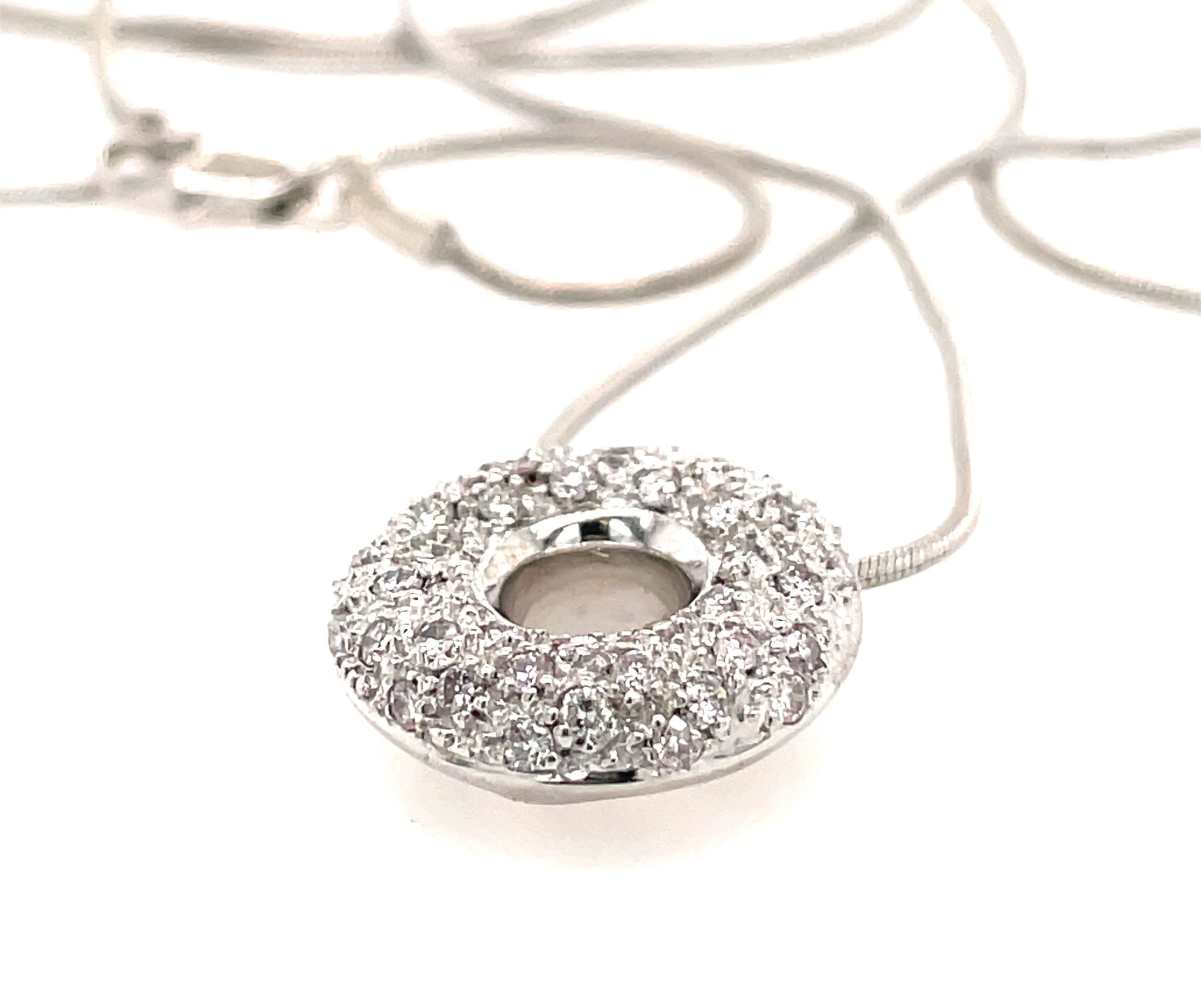 Donut Halskette 45cm ca. 0,30 ct Diamanten Weißgold 585/ 14K - Bild 4