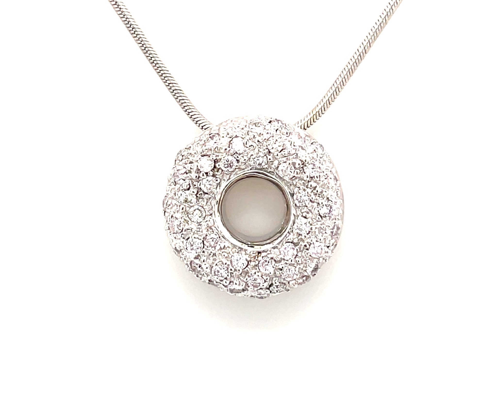 Donut Halskette 45cm ca. 0,30 ct Diamanten Weißgold 585/ 14K - Bild 2