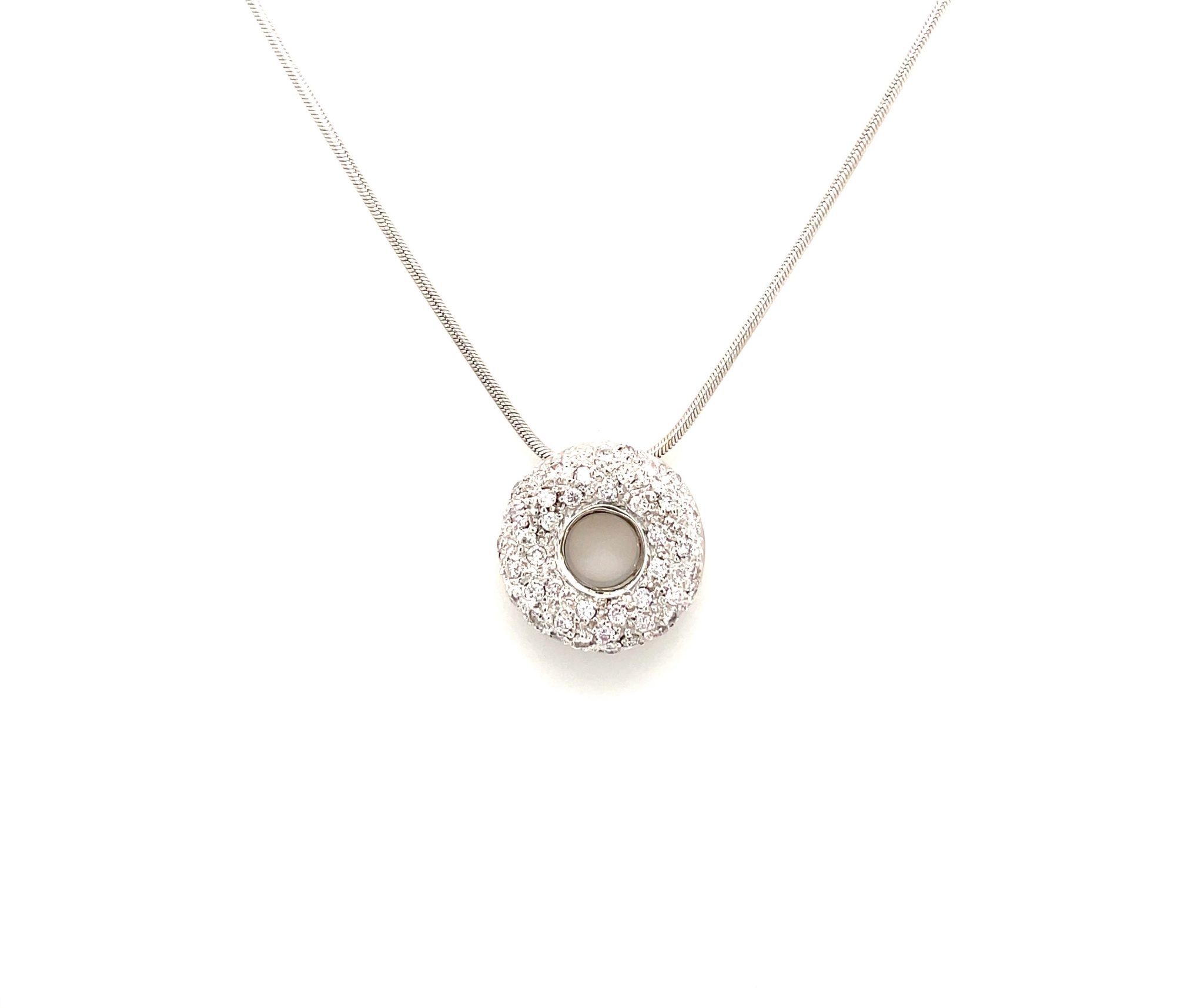 Donut Halskette 45cm ca. 0,30 ct Diamanten Weißgold 585/ 14K