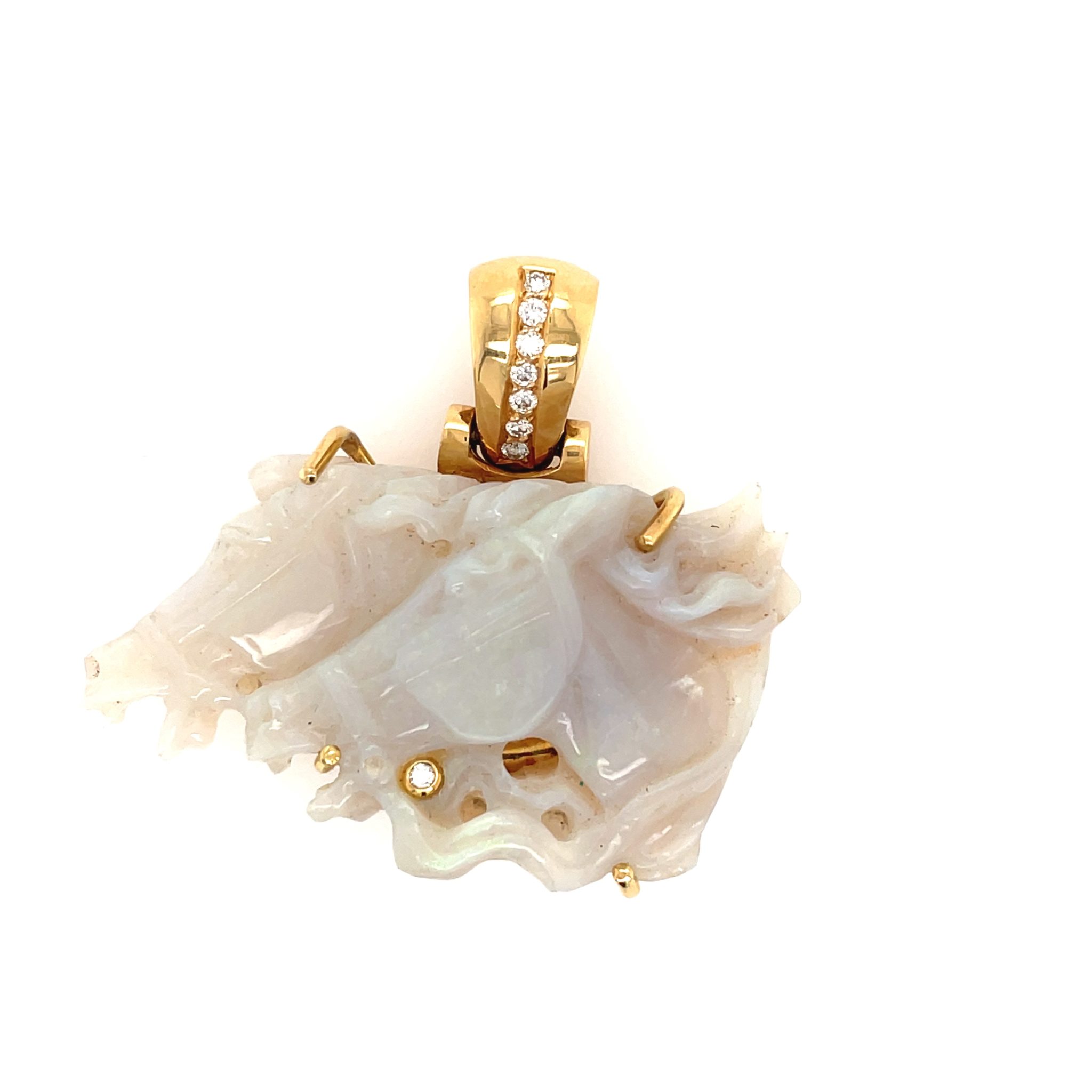 Opal „Pferde“ Anhänger ca. 0,20 ct Brillanten Gelbgold 750/ 18K - Bild 2