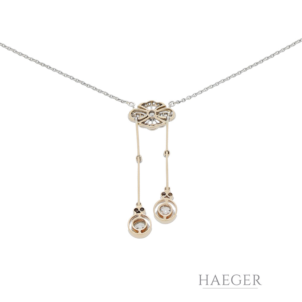 Art Deco Collier Weißgold 750 / 18K mit 0,7ct Altschliff Diamanten - Bild 3