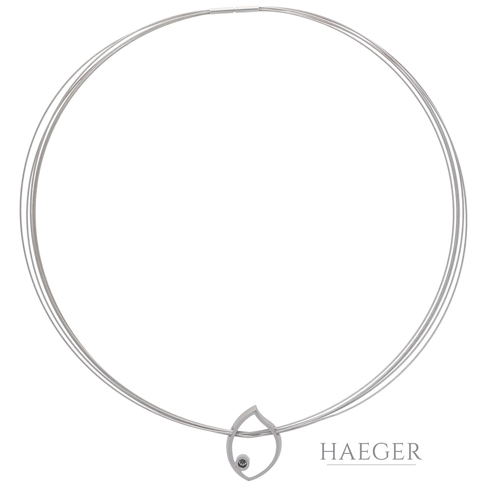 Damen Collier Weißgold 750 / 18 Kt. m. Diamant Anhänger Platin ca. 0,12ct. - Bild 2