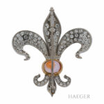 Brosche Weißgold 750 / 18K mit Saphir und 2,4ct Diamanten - Bild 2 Vorschau