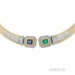 Collier 38cm Gelbgold 750 / 18K mit Diamanten Smaragd Saphir Vorschau