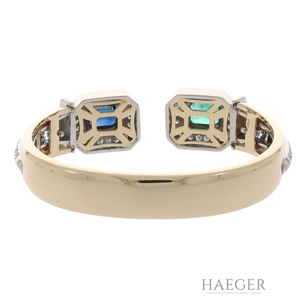 Armreif 17cm Gelbgold 750 / 18K mit Diamanten Smaragd Saphir - Bild 2