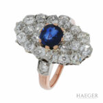 Art Deco Ring Gr.53,5 Roségold 585 / 14K mit 2,5ct Altschliff und Saphir Vorschau