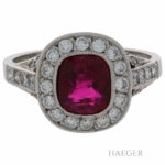Rubin Ring Gr.54 Platin 950 mit 0,6ct Diamanten - Bild 2 Vorschau