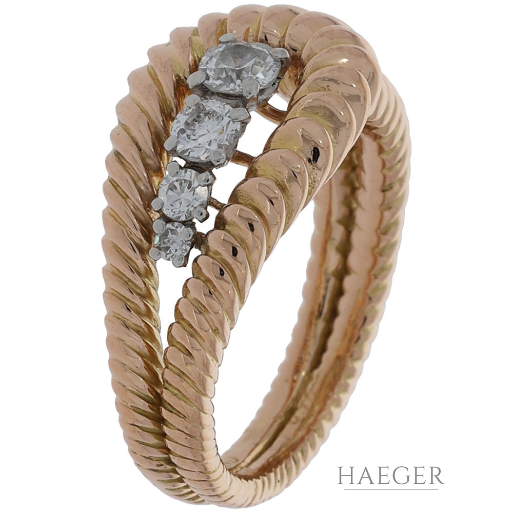 Ring Gr.53 Gelbgold 750 / 18K mit 0,4ct Altschliff Diamanten