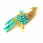 „Pfau“ Brosche mit Türkisen Gelbgold 585/ 14K - Bild 2 Vorschau