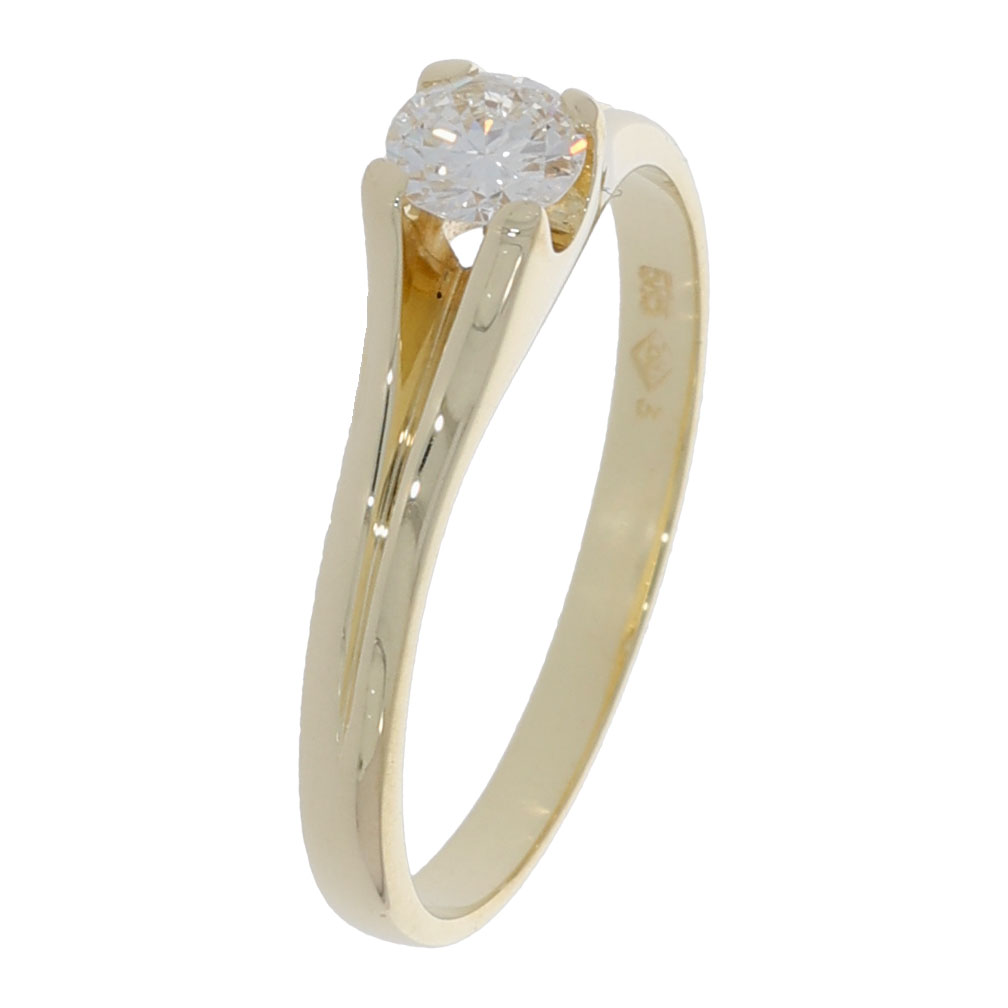 Solitärring Gr.58 Gelbgold 585 / 14K mit 0,35ct Diamant