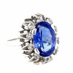Saphir Ring ca. 0,60 ct Brillanten Entourage Ring Weißgold 585/ 14K - Bild 2 Vorschau