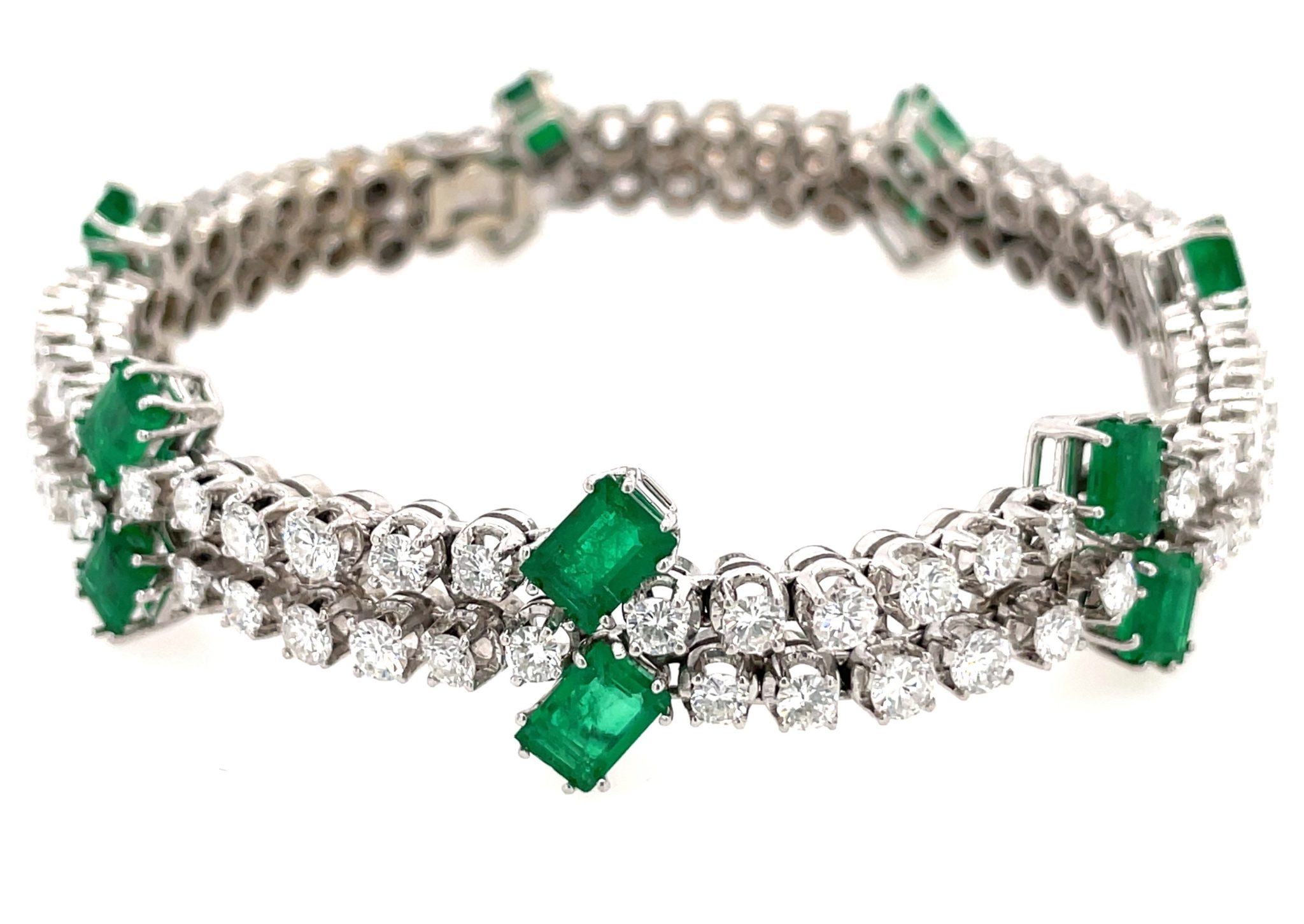 Smaragd Armband 18,3 cm ca. 5,10 ct Diamanten Weißgold 750/18K
