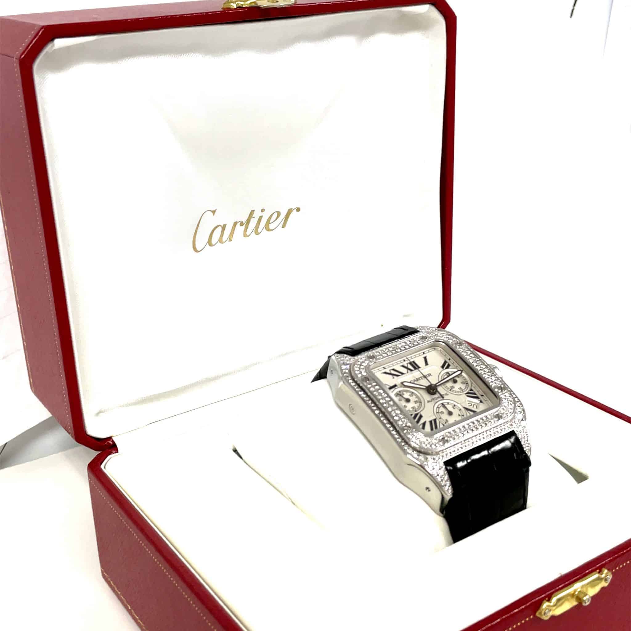Cartier Santos 100 Xl Ref. 2740 W20090X8 Chronograph Stahl Diamond Iced Out Full Set - Bild 9