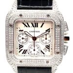 Cartier Santos 100 Xl Ref. 2740 W20090X8 Chronograph Stahl Diamond Iced Out Full Set - Bild 2 Vorschau