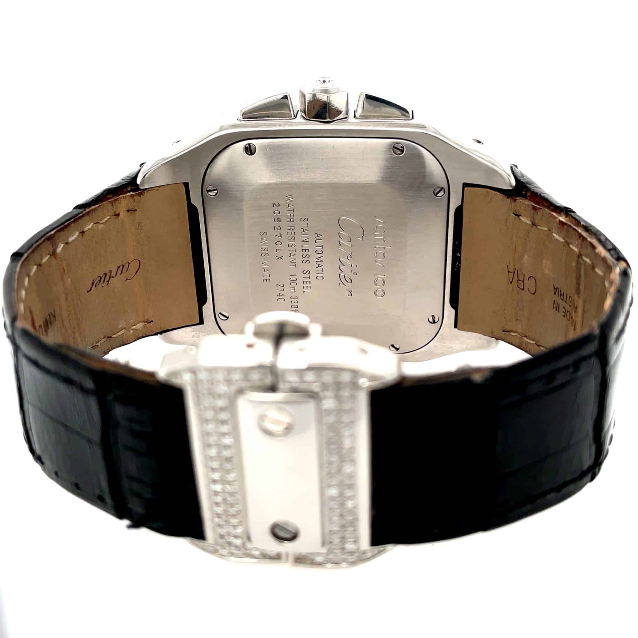 Cartier Santos 100 Xl Ref. 2740 W20090X8 Chronograph Stahl Diamond Iced Out Full Set - Bild 12