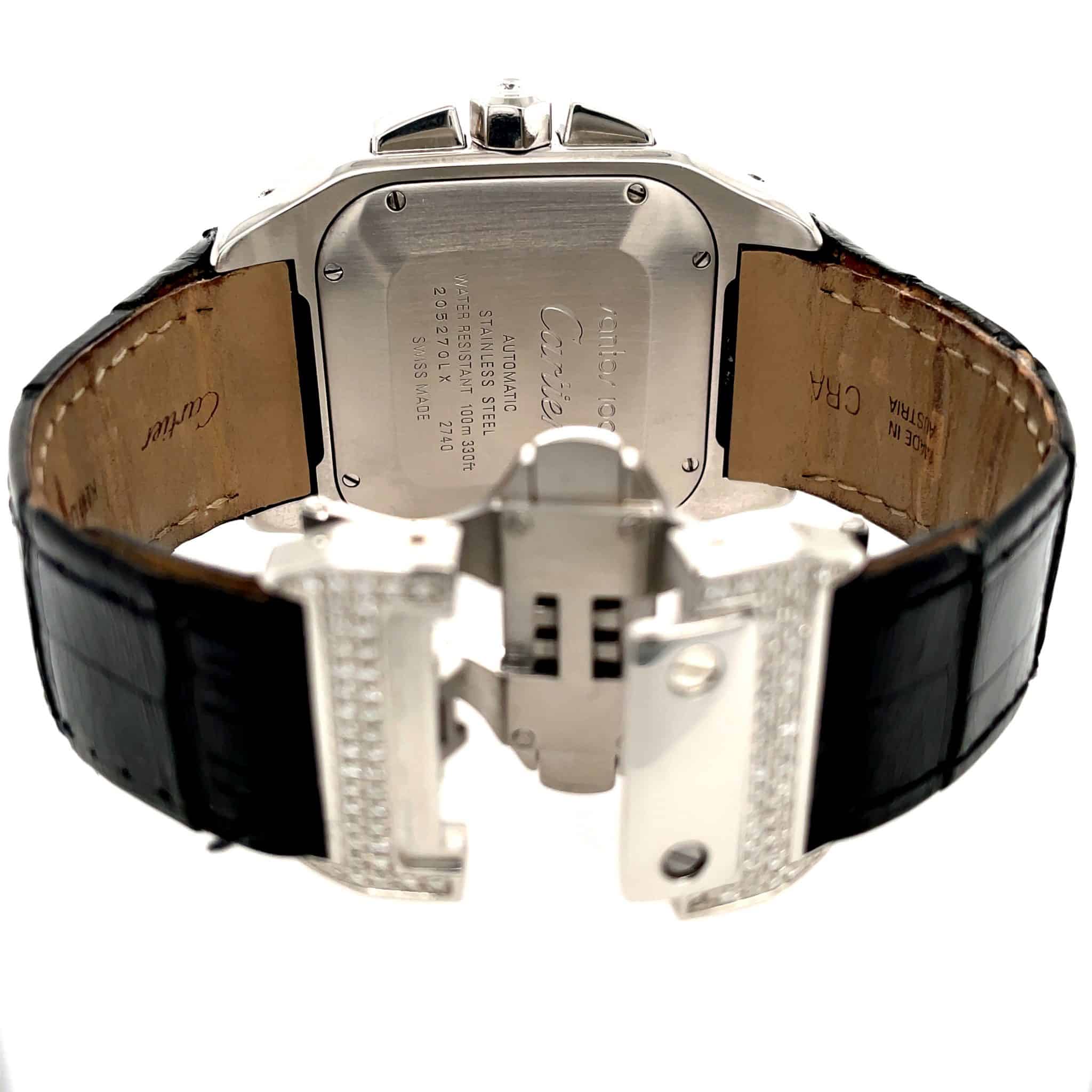 Cartier Santos 100 Xl Ref. 2740 W20090X8 Chronograph Stahl Diamond Iced Out Full Set - Bild 17