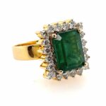 Smaragd Ring im Kissenschliff ca. 0,60 ct Brillanten 585/14 Gelbgold - Bild 2 Vorschau