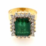 Smaragd Ring im Kissenschliff ca. 0,60 ct Brillanten 585/14 Gelbgold Vorschau