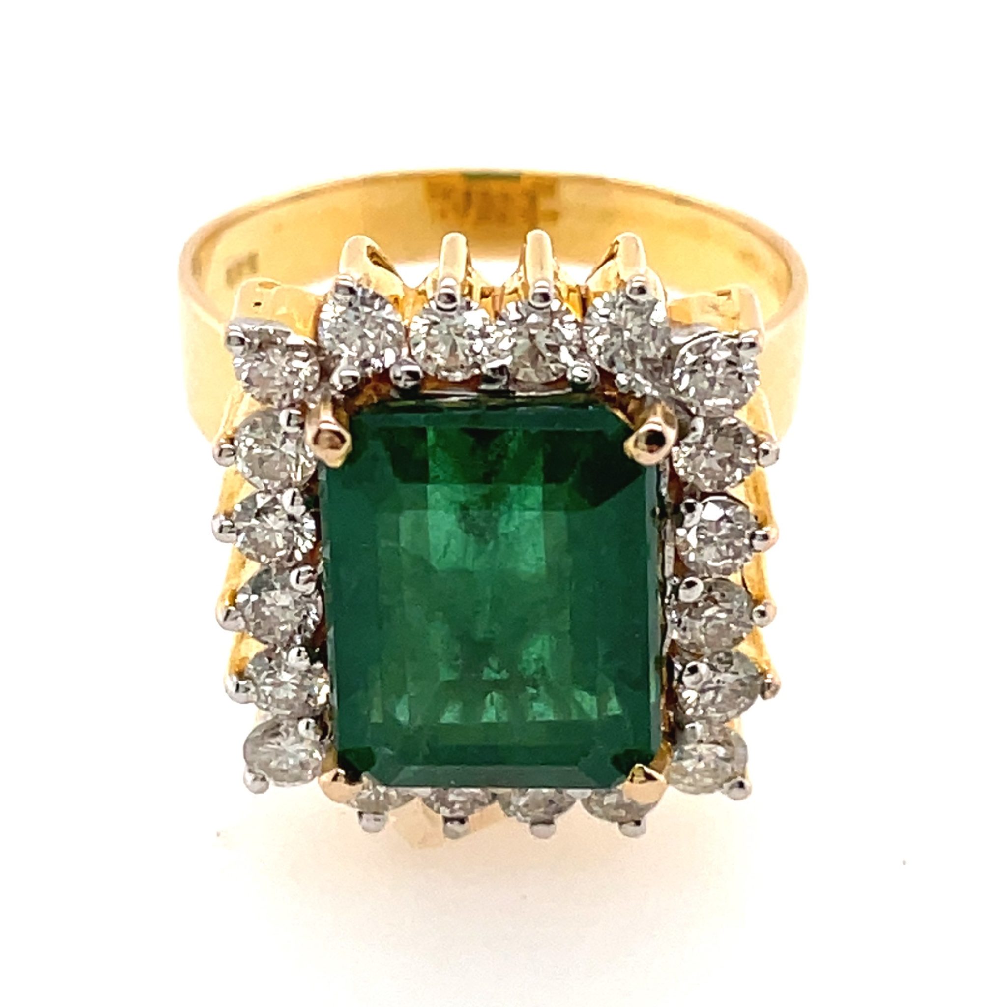 Smaragd Ring im Kissenschliff ca. 0,60 ct Brillanten 585/14 Gelbgold