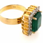 Smaragd Ring im Kissenschliff ca. 0,60 ct Brillanten 585/14 Gelbgold - Bild 3 Vorschau