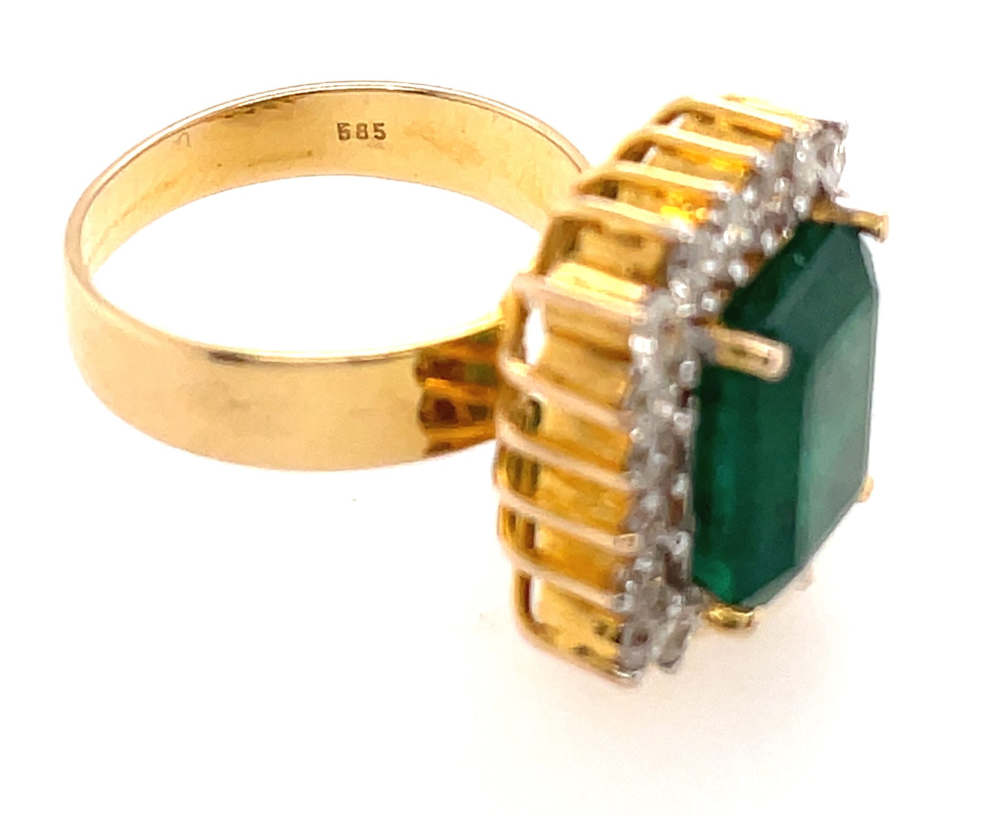 Smaragd Ring im Kissenschliff ca. 0,60 ct Brillanten 585/14 Gelbgold - Bild 3