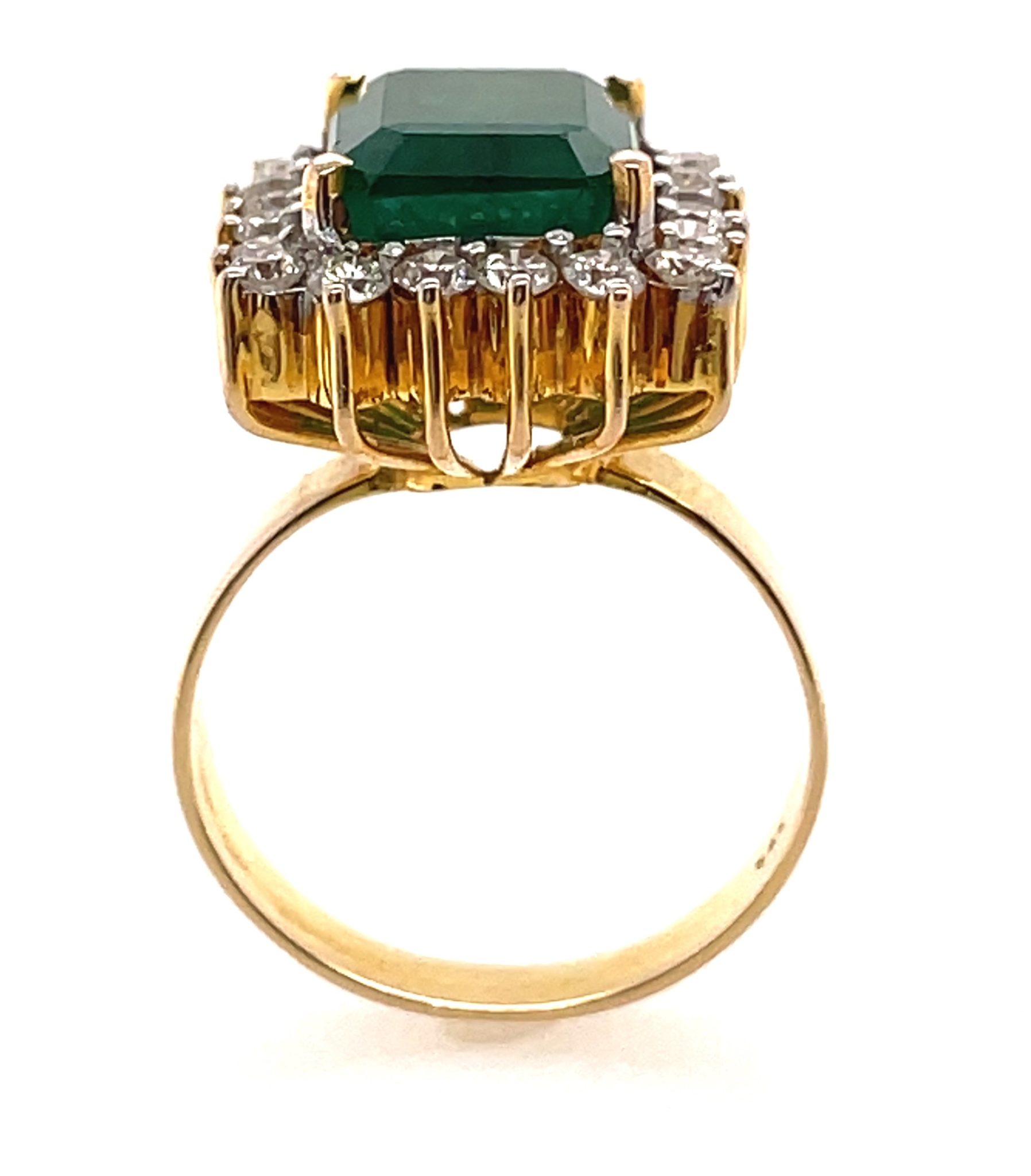 Smaragd Ring im Kissenschliff ca. 0,60 ct Brillanten 585/14 Gelbgold - Bild 4
