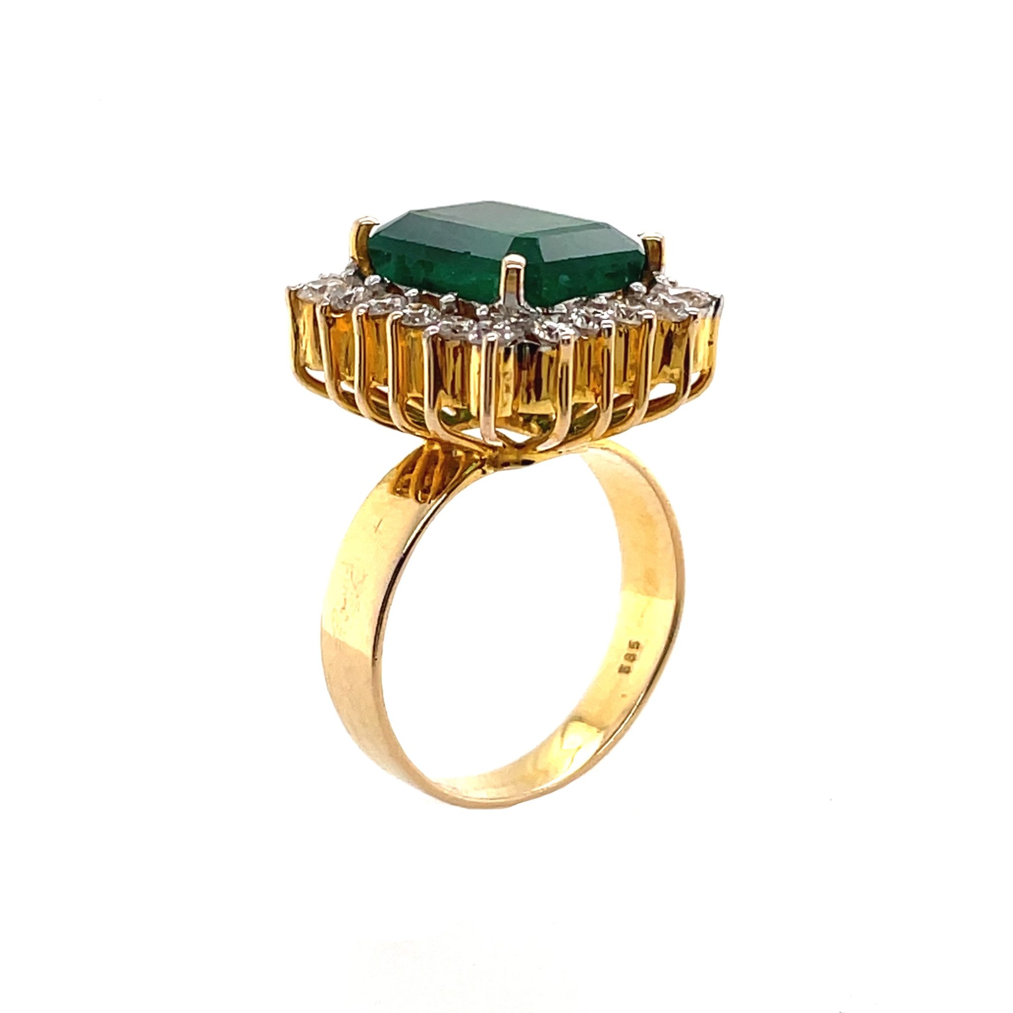 Smaragd Ring im Kissenschliff ca. 0,60 ct Brillanten 585/14 Gelbgold - Bild 5