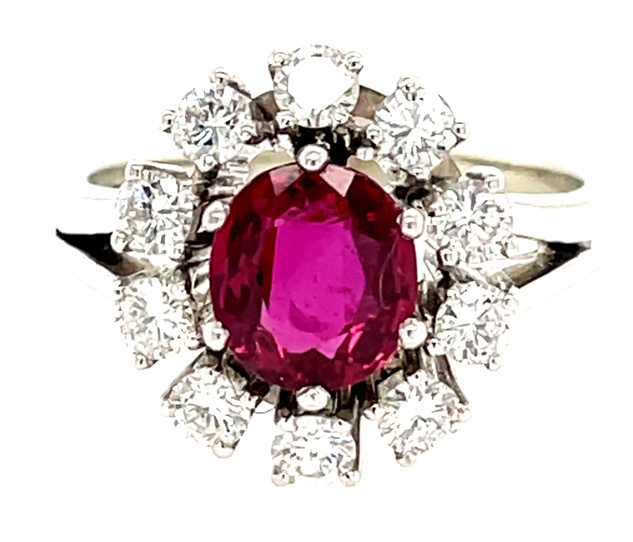 Rubin Ring ca. 0,50 ct Brillanten Entourage Ring Weißgold 750/ 18K