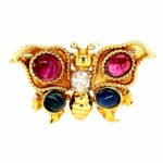 Schmetterling Diamantbrosche ca. 0,20 ct Gelbgold 585/ 14K Farbsteinen Vorschau