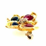 Schmetterling Diamantbrosche ca. 0,20 ct Gelbgold 585/ 14K Farbsteinen - Bild 3 Vorschau