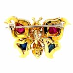 Schmetterling Diamantbrosche ca. 0,20 ct Gelbgold 585/ 14K Farbsteinen - Bild 5 Vorschau