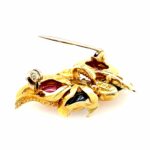 Schmetterling Diamantbrosche ca. 0,20 ct Gelbgold 585/ 14K Farbsteinen - Bild 6 Vorschau