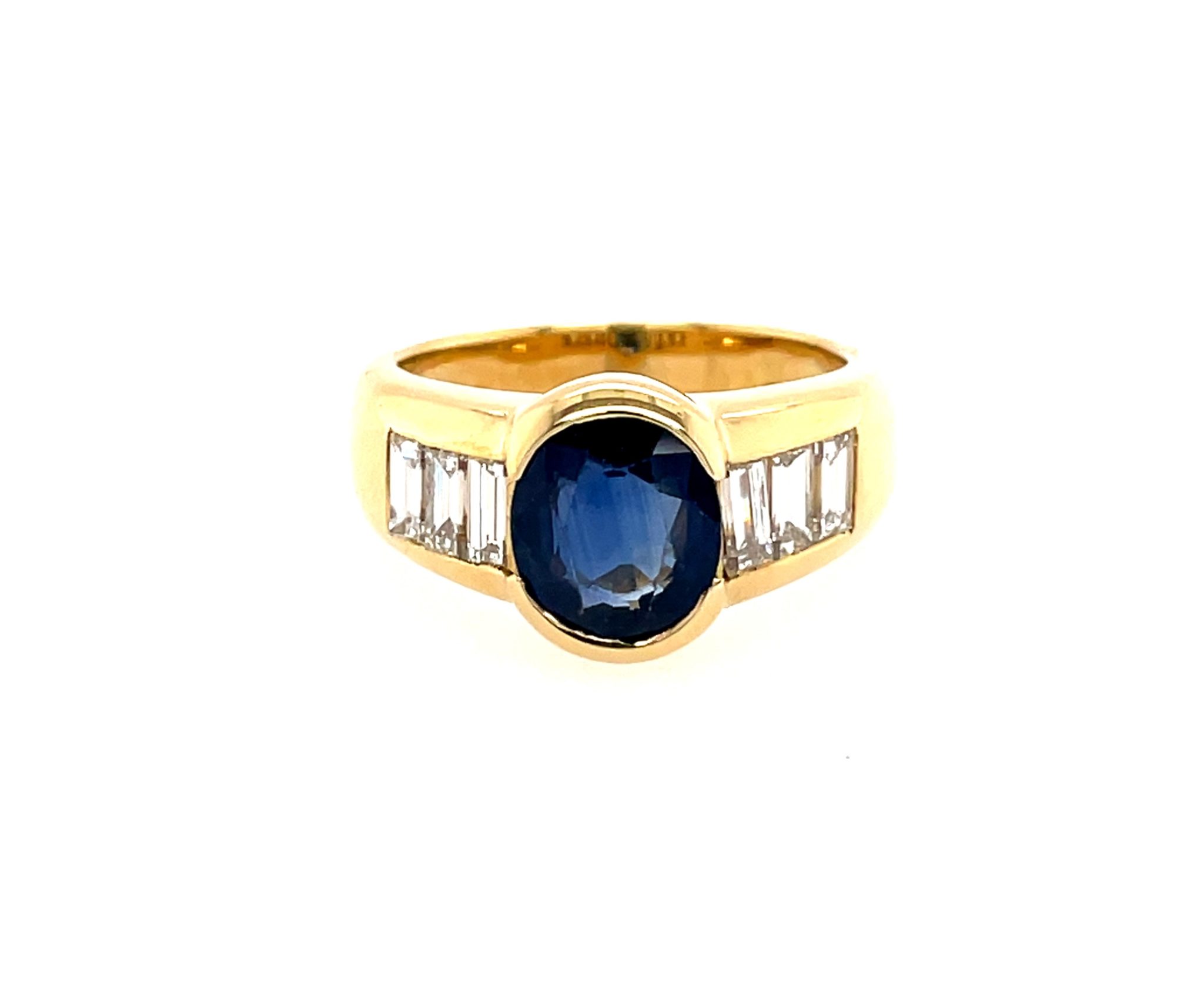 Saphir Ring Gr. 52 ca.0,25ct Diamanten Gelbgold 750/ 18K