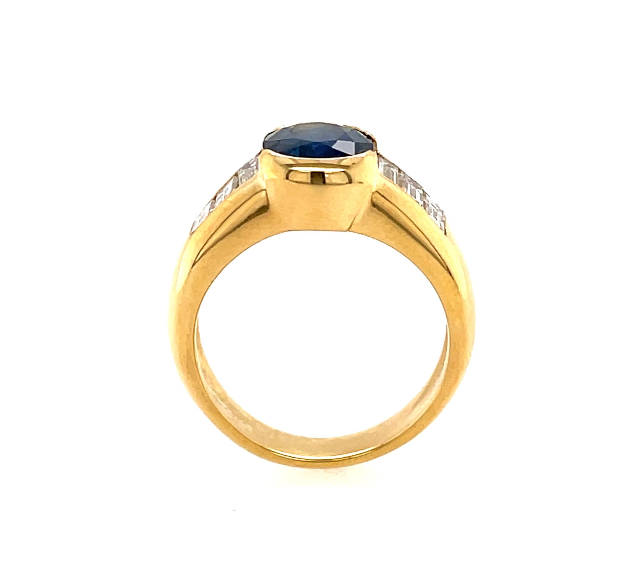 Saphir Ring Gr. 52 ca.0,25ct Diamanten Gelbgold 750/ 18K - Bild 5