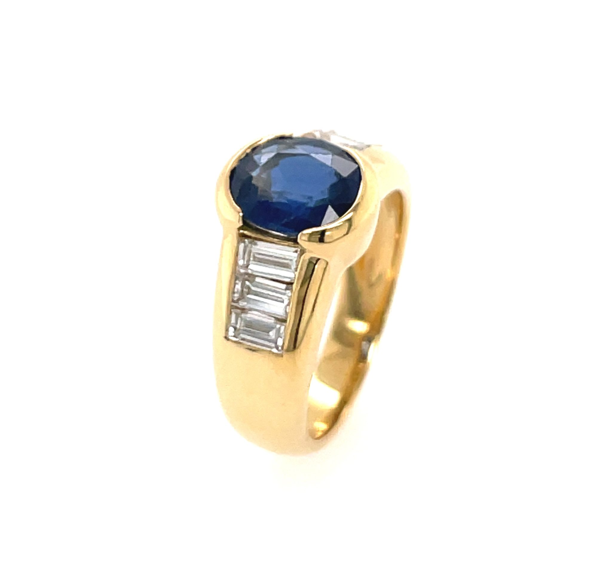 Saphir Ring Gr. 52 ca.0,25ct Diamanten Gelbgold 750/ 18K - Bild 2