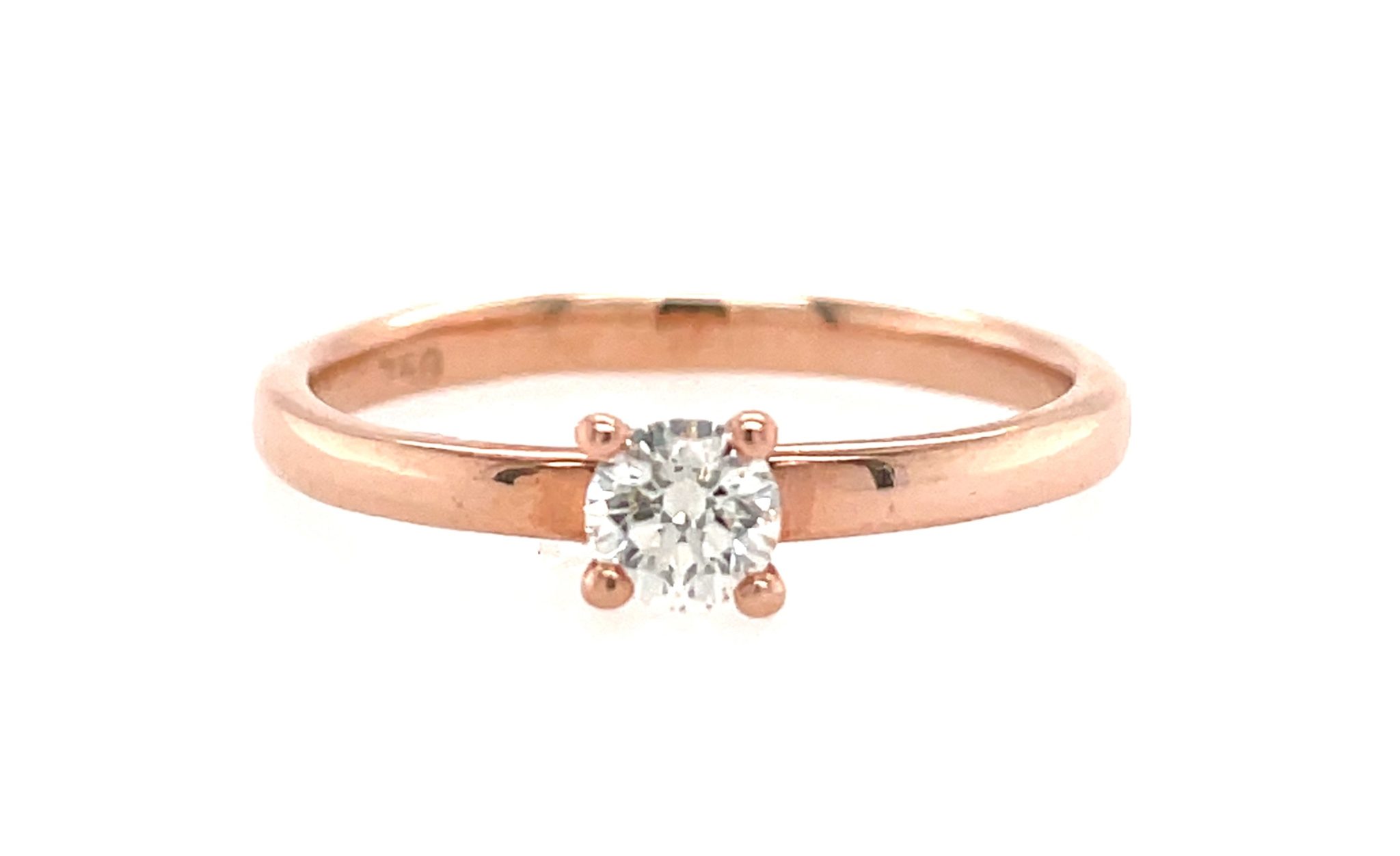 Solitärring ca. 0,22 ct Brillant Diamant Ring Roségold 750/ 18K