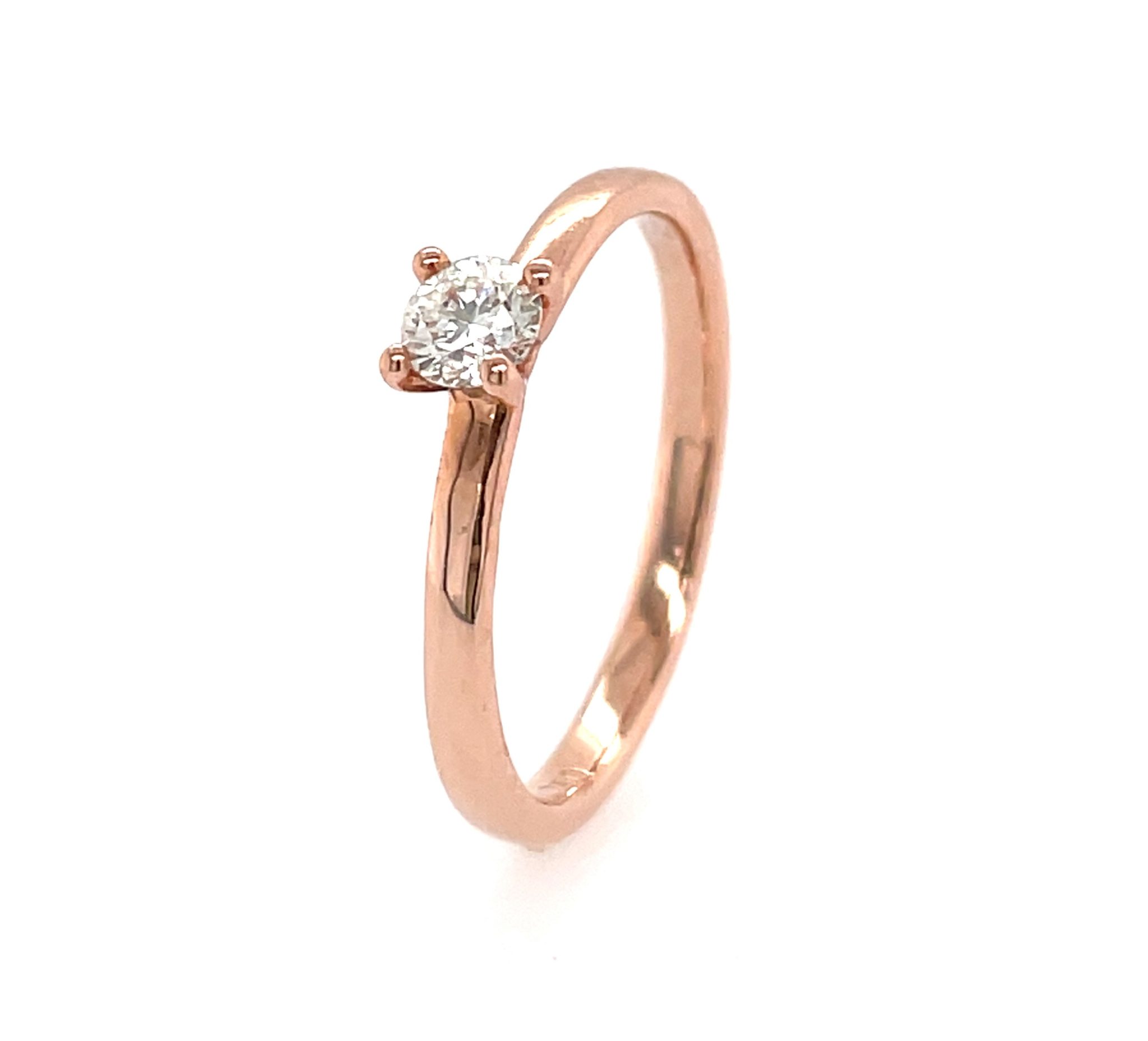 Solitärring ca. 0,22 ct Brillant Diamant Ring Roségold 750/ 18K - Bild 2