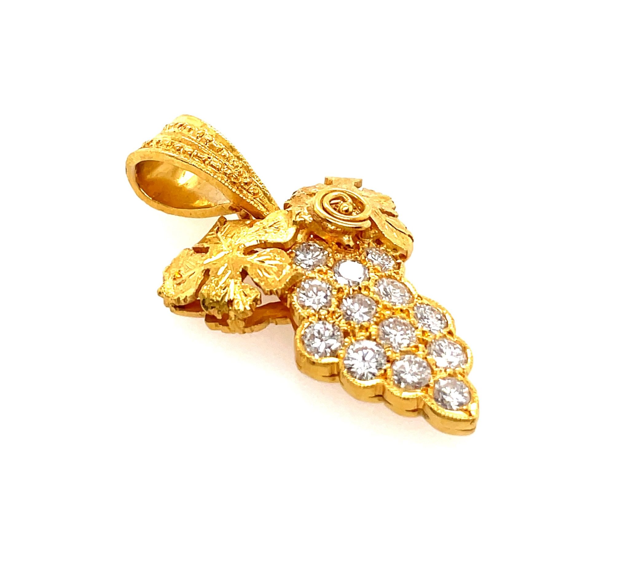 Anhänger „Weintrauben“ ca. 1,04 ct Brillanten Gelbgold 916/ 22K - Bild 2