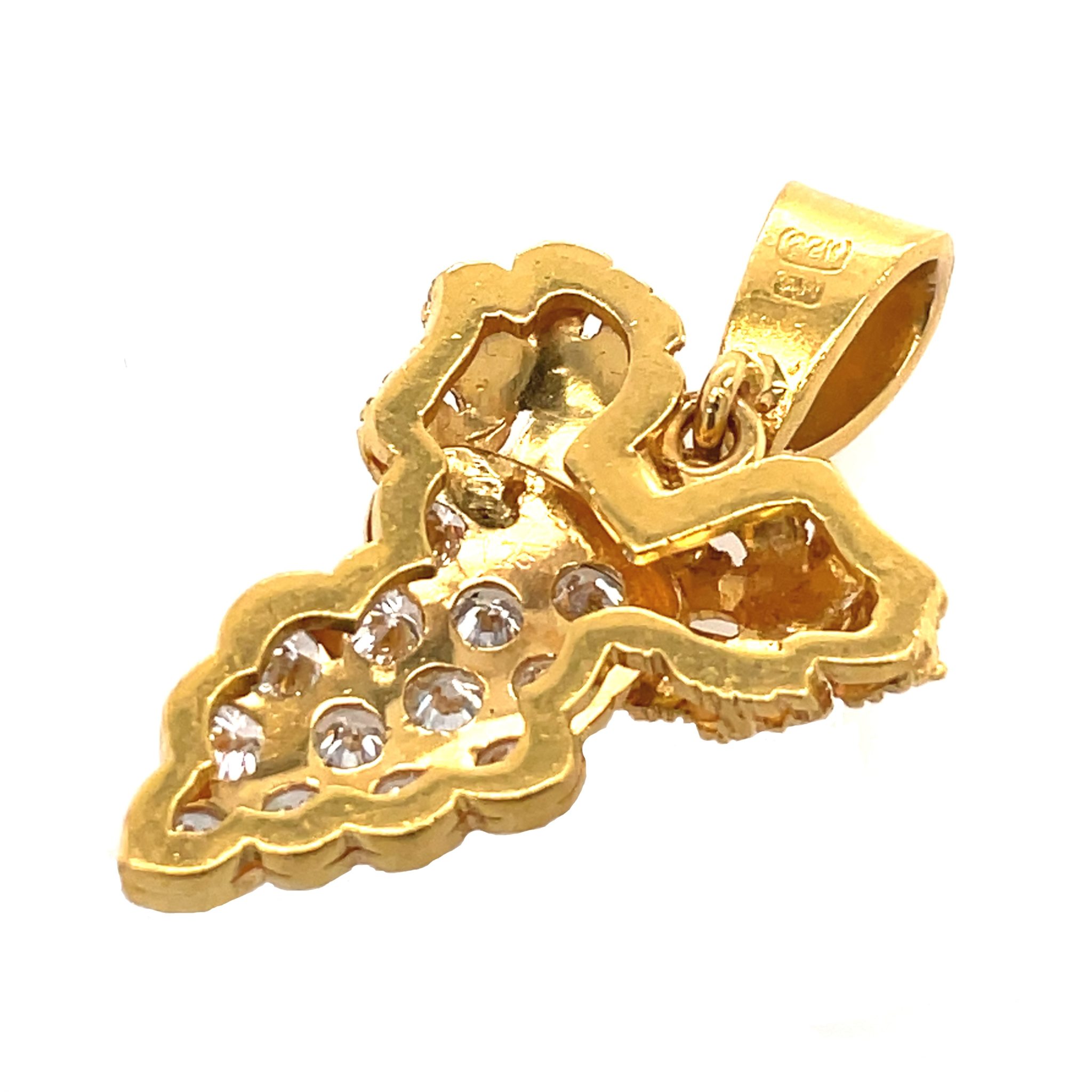 Anhänger „Weintrauben“ ca. 1,04 ct Brillanten Gelbgold 916/ 22K - Bild 4